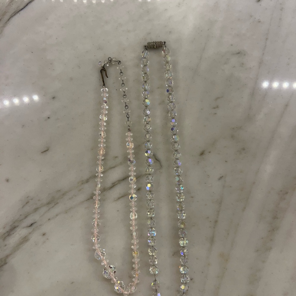 Vintage Elegant Crystal Beaded Necklaces - Clear